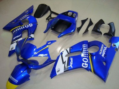 Blau Weiß Gelb Go Motul 1998-2002 Yamaha YZF R6 Motorrad Verkleidung