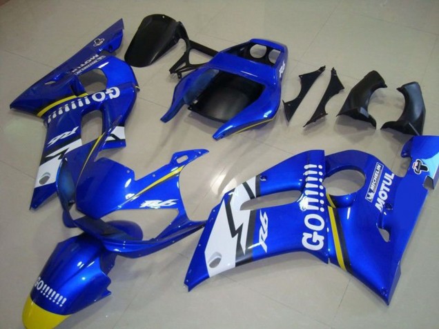 Blau Weiß Gelb Go Motul 1998-2002 Yamaha YZF R6 Motorrad Verkleidung