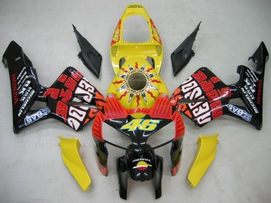 Schwarz Gelb Rossi 2005-2006 Honda CBR600RR Motorrad Verkleidung