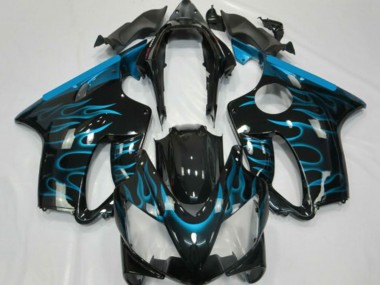 Glänzendes Schwarz Hellblau Flamme 2001-2003 Honda CBR600 F4i Motorrad Verkleidung