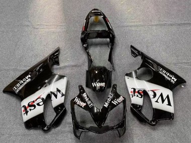 Glänzendes Schwarz Weiß West 2001-2003 Honda CBR600 F4i Motorrad Verkleidung
