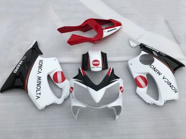 Weiß Rot Glänzendes Schwarz Konica Minolta 2001-2003 Honda CBR600 F4i Motorrad Verkleidung