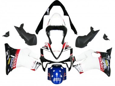 Weiß Blau Rot Glänzendes Schwarz Denso Stern 2001-2003 Honda CBR600 F4i Motorrad Verkleidung