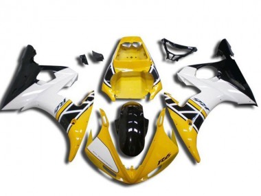 Gelb Weiß Glänzendes Schwarz 2003-2004 Yamaha YZF R6 Motorrad Verkleidung
