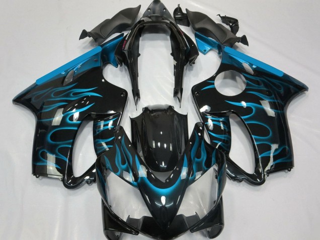 Glänzendes Schwarz Hellblau Flamme 2004-2007 Honda CBR600 F4i Motorrad Verkleidung