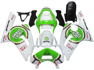 Weiß Grün Motul Lucky Strike 2003-2004 Kawasaki ZX6R Motorrad Verkleidung