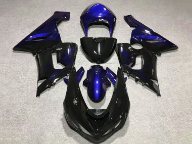 Blau Glänzendes Schwarz 2005-2006 Kawasaki ZX6R Motorrad Verkleidung