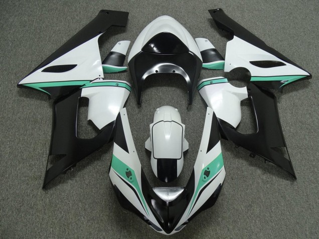 Weiß Schwarz Grün 2005-2006 Kawasaki ZX6R Motorrad Verkleidung