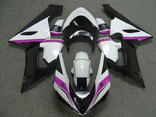 Weiß Schwarz Rosa 2005-2006 Kawasaki ZX6R Motorrad Verkleidung