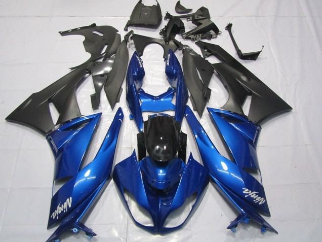 Blau Matt Schwarz Weiß 2007-2008 Kawasaki ZX6R Motorrad Verkleidung