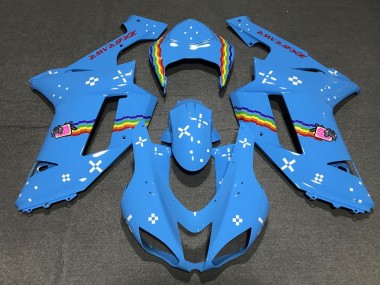 Hellblau Regenbogen 2007-2008 Kawasaki ZX6R Motorrad Verkleidung