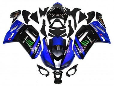 Blau Schwarz Grün Monster 2007-2008 Kawasaki ZX6R Motorrad Verkleidung