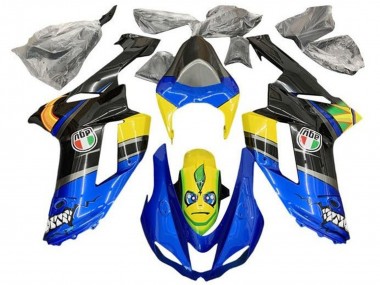 Blau Schwarz Gelb Hai 2007-2008 Kawasaki ZX6R Motorrad Verkleidung