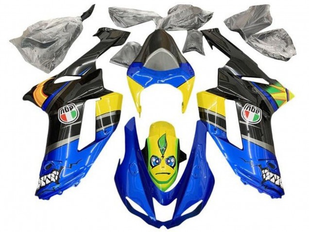 Blau Schwarz Gelb Hai 2007-2008 Kawasaki ZX6R Motorrad Verkleidung