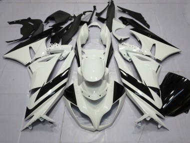 Weiß Glänzendes Schwarz Streifen 2009-2012 Kawasaki ZX6R Motorrad Verkleidung