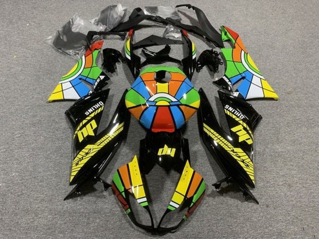 Glänzendes Schwarz Multicolor 2009-2012 Kawasaki ZX6R Motorrad Verkleidung