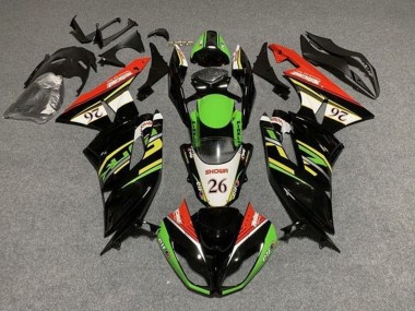 Grün Glänzendes Schwarz Weiß Rot Showr 26 2009-2012 Kawasaki ZX6R Motorrad Verkleidung