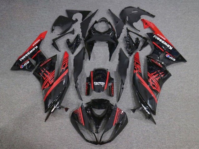 Glänzendes Schwarz Rot Monster 2009-2012 Kawasaki ZX6R Motorrad Verkleidung