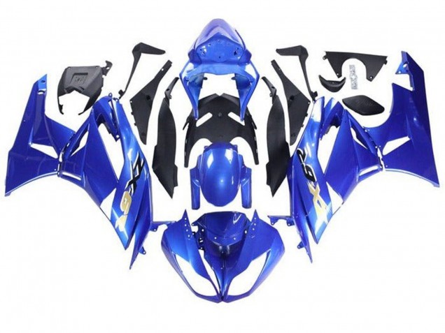 Blau Schwarz Gold 2009-2012 Kawasaki ZX6R Motorrad Verkleidung