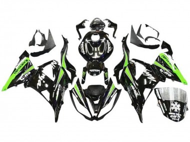Glänzendes Schwarz Grün Weiß Monster Schnee 2013-2018 Kawasaki ZX6R Motorrad Verkleidung