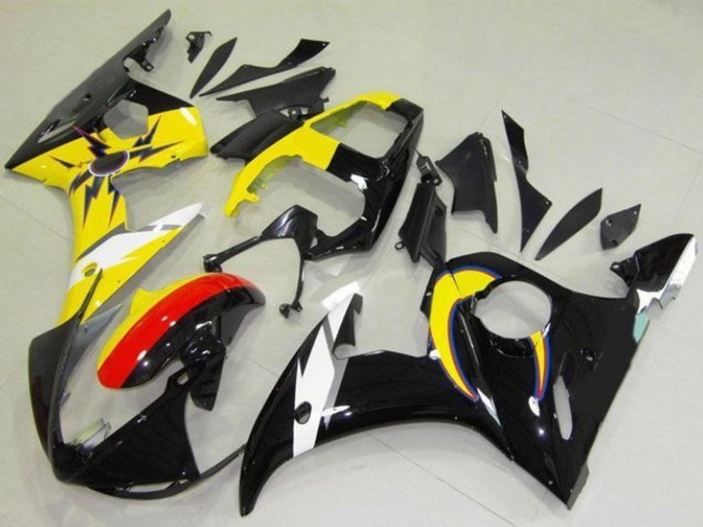 Gelb Rot Glänzendes Schwarz 2003-2004 Yamaha YZF R6 Motorrad Verkleidung