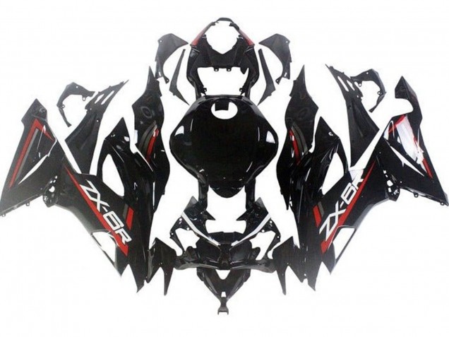 Glänzendes Schwarz Rot 2019-2022 Kawasaki ZX6R Motorrad Verkleidung