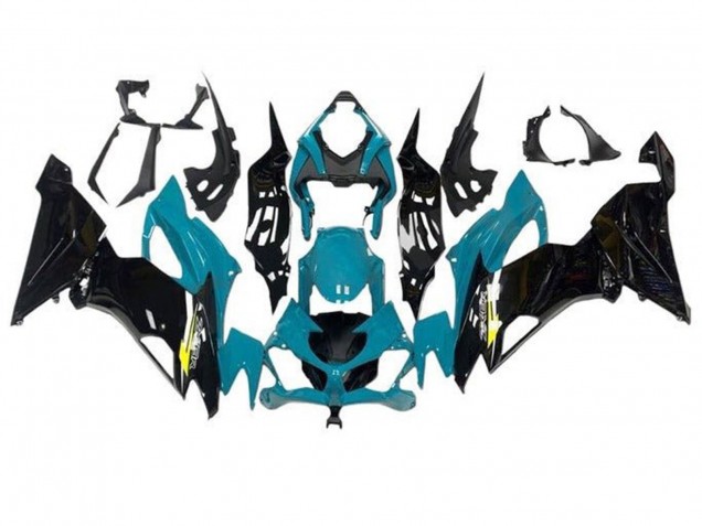 Blau Grün Blau Glänzendes Schwarz Gelb 2019-2022 Kawasaki ZX6R Motorrad Verkleidung
