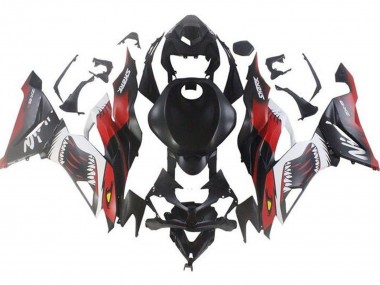 Matt Schwarz Rot Weiß Hai 2019-2022 Kawasaki ZX6R Motorrad Verkleidung