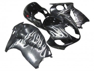 Grau Schwarz Weiß Flamme 1996-2007 Suzuki GSXR 1300 Hayabusa Motorrad Verkleidung