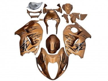 Suzuki GSXR 1300 Hayabusa Motorrad Verkleidung 2008-2020 - Bronze Schwarz Flamme