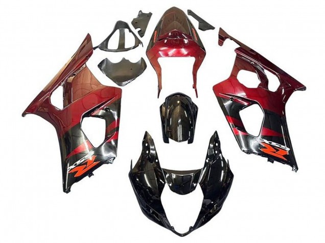 Rot Glänzendes Schwarz 2003-2004 Suzuki GSXR 1000 Motorrad Verkleidung