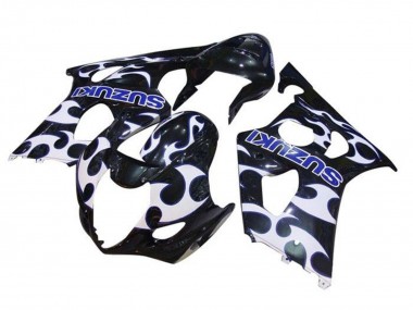 Schwarz Weiß Blau Tribal 2003-2004 Suzuki GSXR 1000 Motorrad Verkleidung