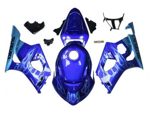Blau Hellblau Weiß Flamme 2003-2004 Suzuki GSXR 1000 Motorrad Verkleidung
