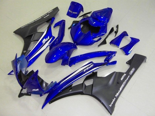Blau Weiß Matt Schwarz Motul 2006-2007 Yamaha YZF R6 Motorrad Verkleidung