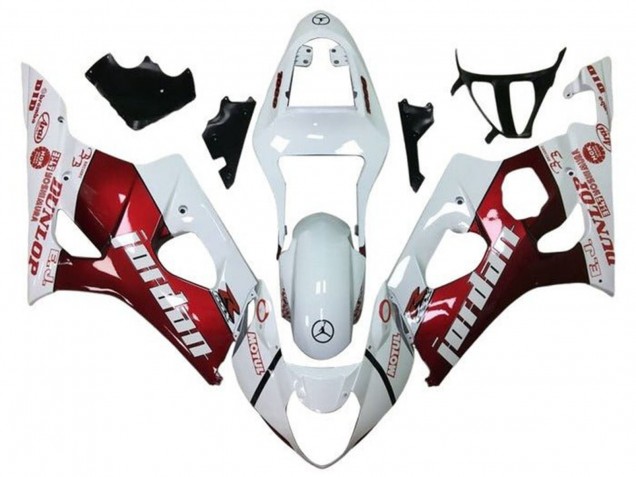 Weiß Rot Jordan 2003-2004 Suzuki GSXR 1000 Motorrad Verkleidung