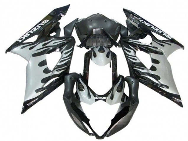 Schwarz Weiß Flamme 2005-2006 Suzuki GSXR 1000 Motorrad Verkleidung