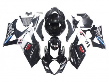 Glänzendes Schwarz Weiß West 2005-2006 Suzuki GSXR 1000 Motorrad Verkleidung