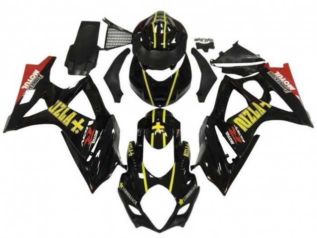 Schwarzes Gold Rizla Rot 2005-2006 Suzuki GSXR 1000 Motorrad Verkleidung