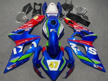 Blau Grün Weiß Rot 47 Rennen 2005-2006 Suzuki GSXR 1000 Motorrad Verkleidung