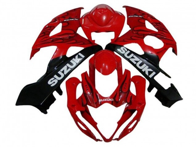Rot Schwarz Flamme Weiß 2005-2006 Suzuki GSXR 1000 Motorrad Verkleidung