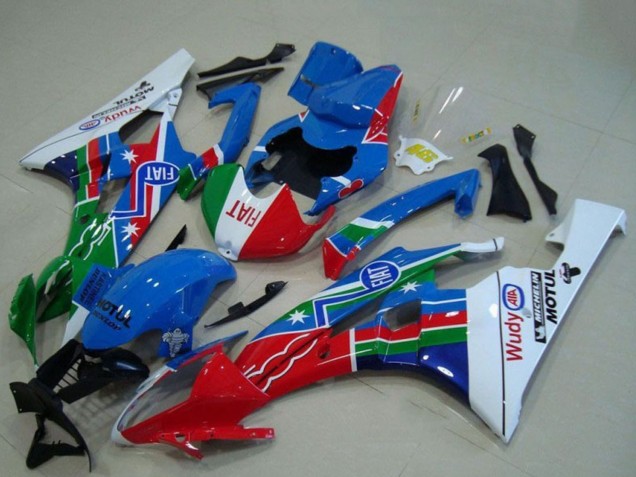 Weiß Blau Rot Grün Fiat Motul 2006-2007 Yamaha YZF R6 Motorrad Verkleidung