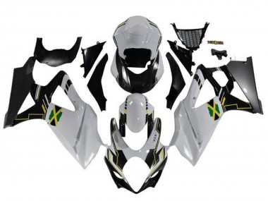 Weiß Schwarz Gelb Jamaica 2005-2006 Suzuki GSXR 1000 Motorrad Verkleidung