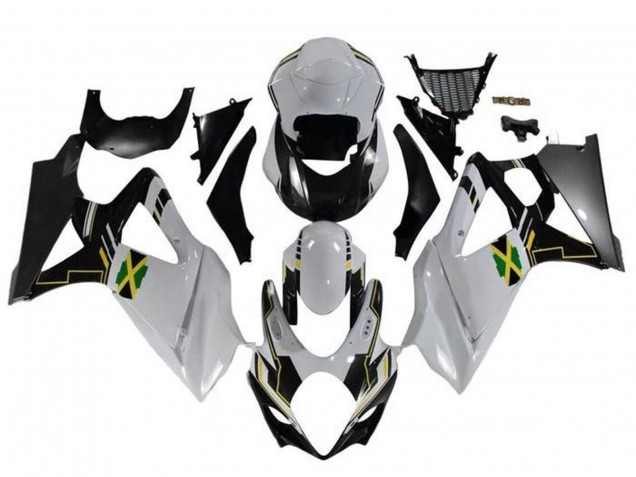 Weiß Schwarz Gelb Jamaica 2005-2006 Suzuki GSXR 1000 Motorrad Verkleidung