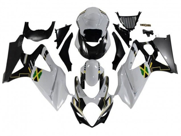 Weiß Schwarz Jamaica 2007-2008 Suzuki GSXR 1000 Motorrad Verkleidung