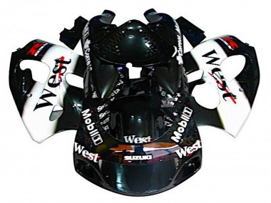 Schwarz Weiß Weste 1996-2000 Suzuki GSXR 600 / GSXR 750 Motorrad Verkleidung