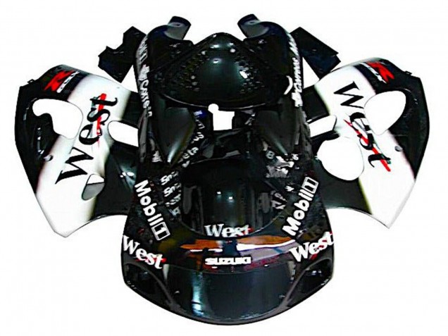 Schwarz Weiß Weste 1996-2000 Suzuki GSXR 600 / GSXR 750 Motorrad Verkleidung