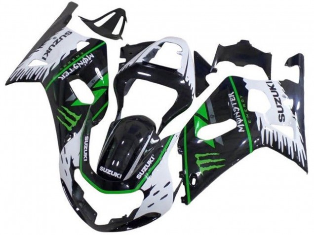 Weiß Schwarz Grün Monster 2001-2003 Suzuki GSXR 600 / GSXR 750 Motorrad Verkleidung