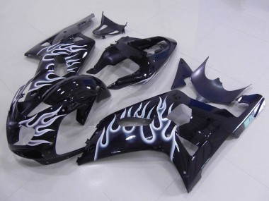 Glänzendes Schwarz Weiß Flamme 2001-2003 Suzuki GSXR 600 / GSXR 750 Motorrad Verkleidung