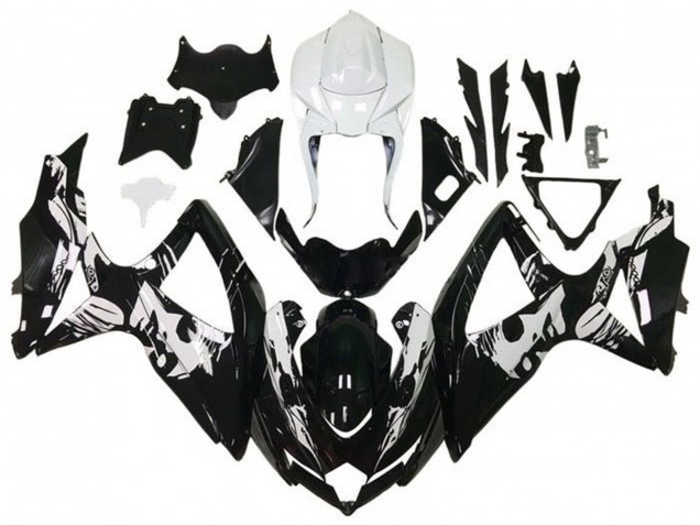 Weiß Glänzendes Schwarz Leyla 2008-2010 Suzuki GSXR 600 / GSXR 750 Motorrad Verkleidung