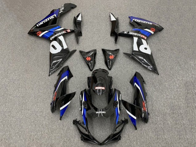 Glänzendes Schwarz Blau Weiß Rot Yoshimura 2011-2024 Suzuki GSXR 600 / GSXR 750 Motorrad Verkleidung